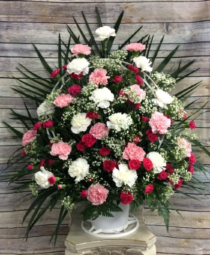 Classic Carnation Funeral Basket 