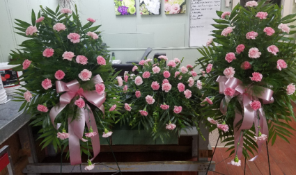 Classic Carnations Package (3 Pieces) Casket Spray & Easels