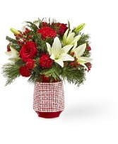 Classic Christmas Flower Arrangement with Red Rose 