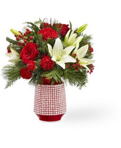 Classic Christmas Flower Arrangement with Red Rose 