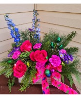 Very Merry Flower box arrangement 