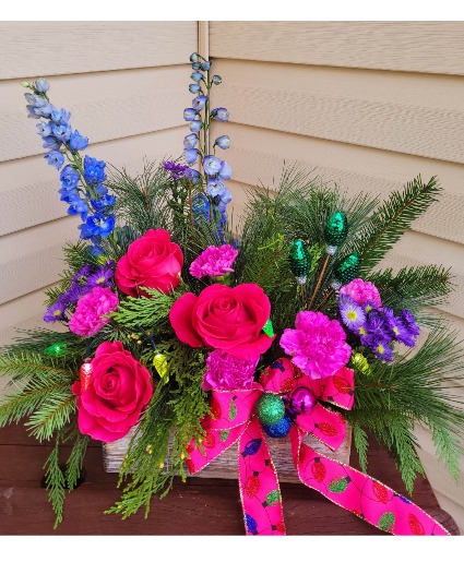 Very Merry Flower box arrangement 
