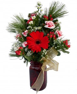 Classic Christmas Red Glass Jar