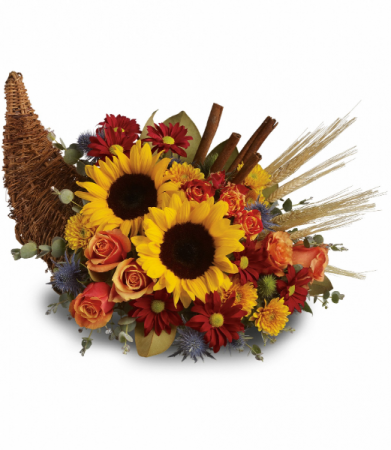 Classic Cornucopia Fall Arrangement