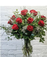 Classic Dozen Long Stem Rose Vase Arrangment 