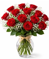 Classic One Dozen ~ Red Rose Arrangement  