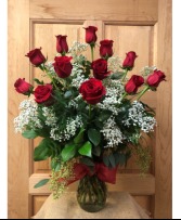 Classic Dozen Red Rose Arrangement