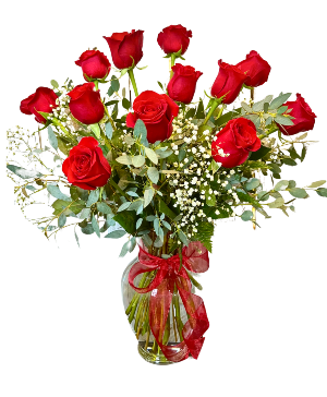 Classic Dozen Red Roses Vase Arrangement