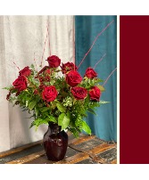 Classic Dozen Red Roses Vase Arrangment