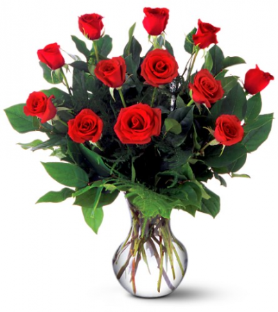 Classic Dozen Red Roses Vased Vase Arrangement