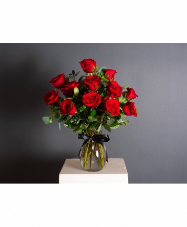 Classic Dozen Roses Vase Arrangement in Calgary, AB | Al Fraches Flowers LTD