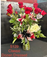 Classic Dozen Roses Dressed vase Arrangement 