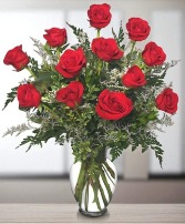Classic Dozen Roses Red Rose Arrangement
