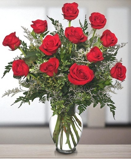 Classic Dozen Roses Red Rose Arrangement