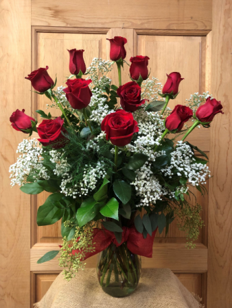 Classic Dozen Roses with Baby's Breath T&V Original in Appleton, WI | TWIGS & VINES FLORAL