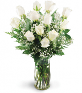 Classic dozen white roses All around floral arrangement
