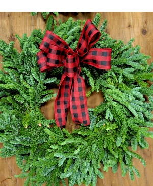Classic Fir Wreath with Ribbon wreath
