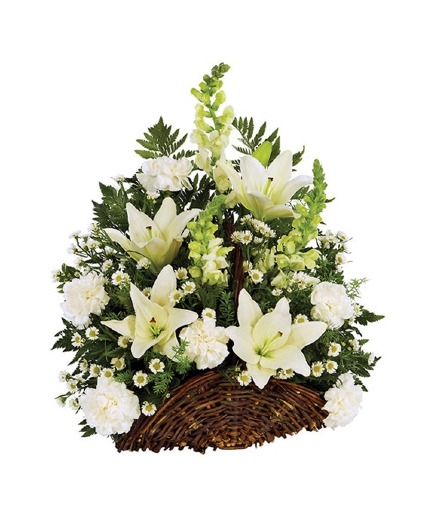 Classic Fireside Sympathy Basket - All White Sympathy