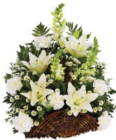 Classic Fireside with all white Memorial Basket