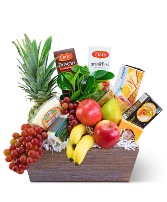 Classic Fruit and Cheese Basket Flower Arrangement