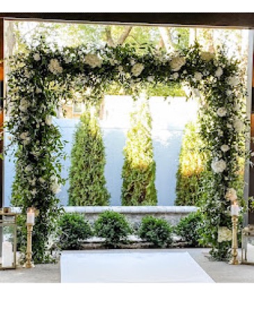 Classic Green and White Arch Decor  in Saint Charles, IL | Becky's Bouquets
