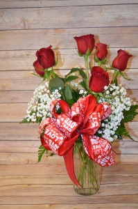 Classic Half Dozen Rose Arrangement, Red