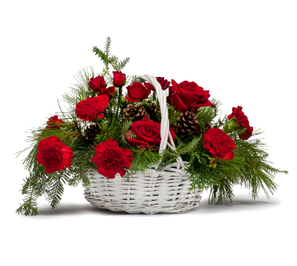 Classic Holiday Basket Vased Arrangement