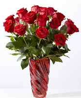 Classic Love Red Rose Bouquet with Luxe Swirl Vase FTD