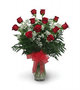 Dozen Rose Vase Arrangement