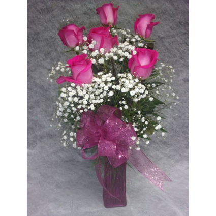 Classic Pink Half Dozen Roses Valentines