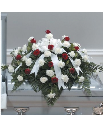 Classic Red And White  Casket Spray