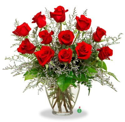 Classic Red Dozen Rose Arrangement Roses