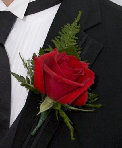 Classic Red Rose Boutonniere