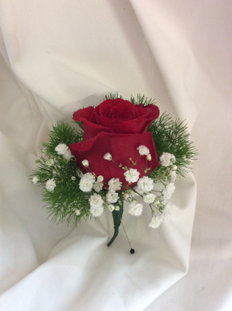 Classic red rose boutonniere Boutonniere