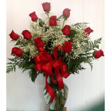 True Love 12 Roses In A Vase in Fredericton, NB | GROWER DIRECT FLOWERS LTD