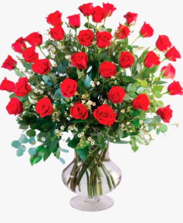 Classic Red Roses  Red Roses on the Glass Vase 