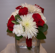 Classic Scarlet and Ivory Hand Tied Bouquet