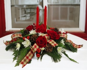 Classic Two Candled Christmas  Centerpiece 