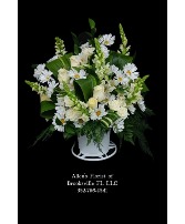 Classic White Funeral Basket  Fresh cut flowers 