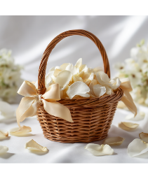 Classic White Line Flower Girl Basket 