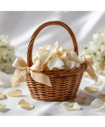 Classic White Line Flower Girl Basket 
