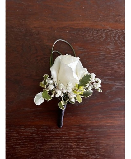 Classic White Rose Boutonniere 