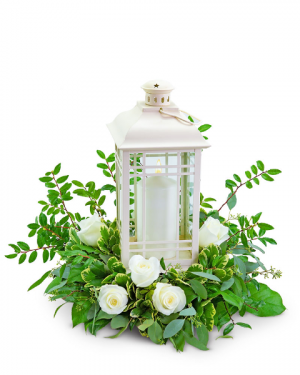 Classic White Rose Lantern Flower Arrangement