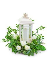 Classic White Rose Lantern Flower Arrangement