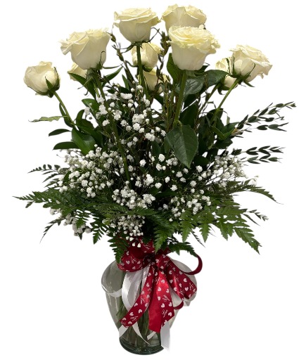 Classic White Roses Flower Arrangement