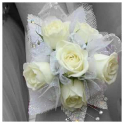 Classic White/Iridescent Sweetheart Prom Corsage