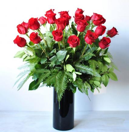 Classic long Stem Roses in a Vase  