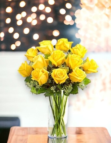 Classic Yellow Long Stem Roses 1 dozen long stem yellow roses in Monument, CO | Enchanted Florist
