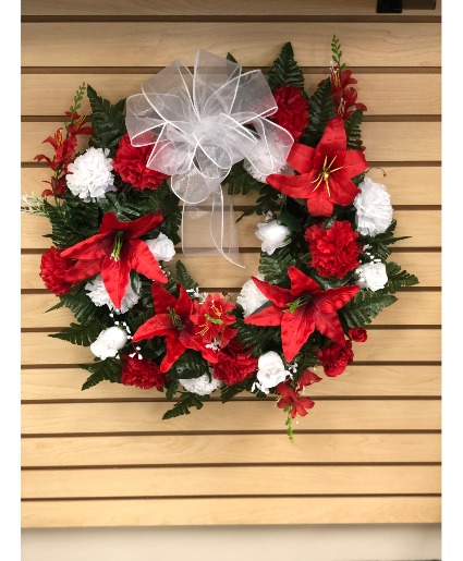 Classy Red and White Grapevine Wreath