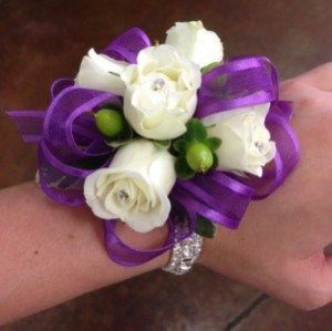 CLEAN ROSE BOW CORSAGE  (CALL WITH COLOR CHOICES)